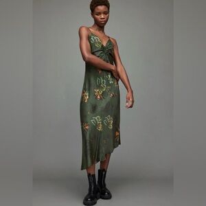 AllSaints Alexia Lilly Silk Blend Asymmetrical Slip Dress US Size 6